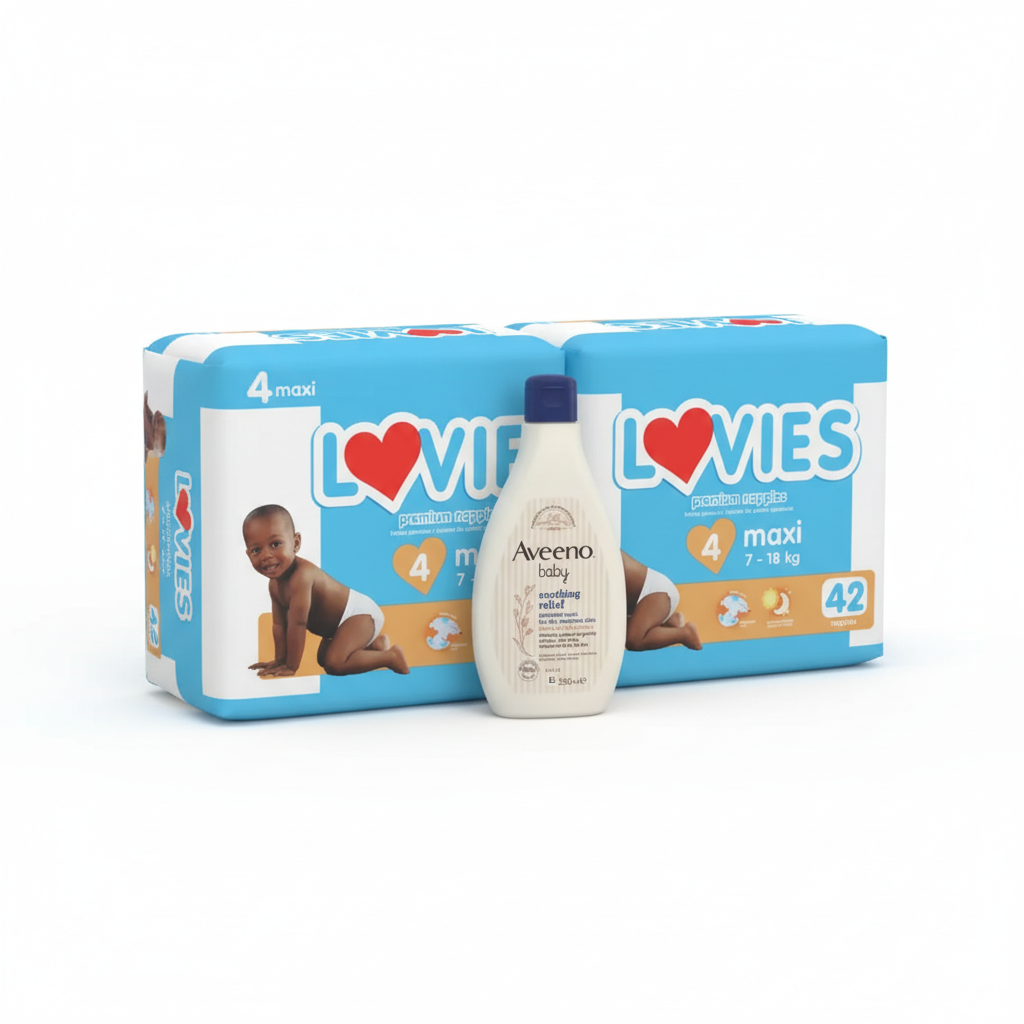 Double Nappies & Aveeno Bundle - Second Angle