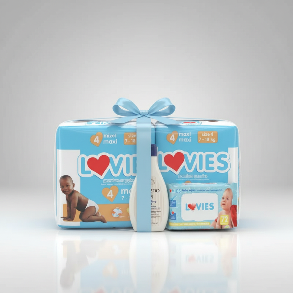 Lovies Care full Bundle/pack - Size 4 Maxi, Aveeno & Wipes (3x42 Nappies)
