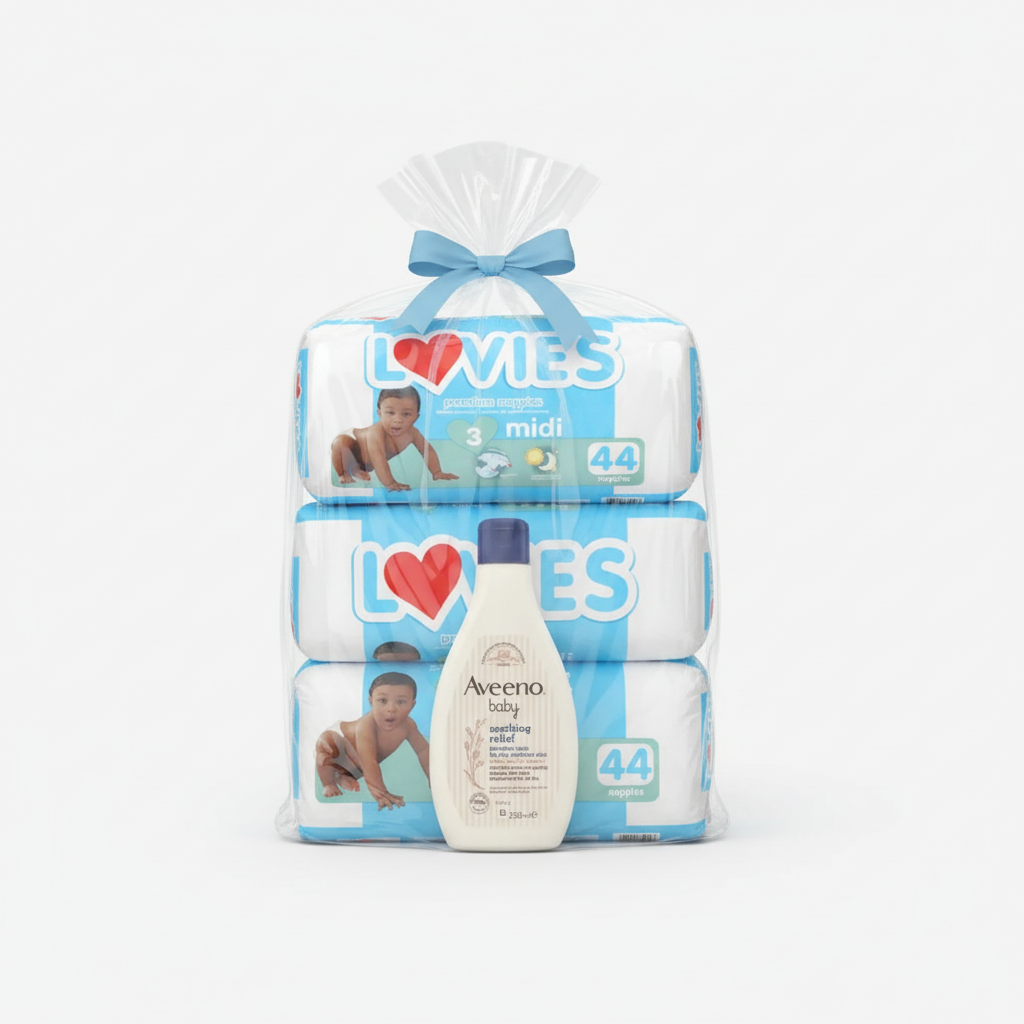 Lovies Triple Nappies Bundle/pack - Size 3 Midi & Aveeno (3x44 Nappies)